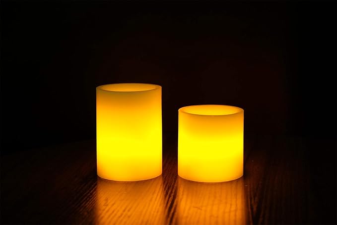 DRomance Flameless Flickering Candles Battery Operated with 10-Key Remote and Timer, Set of 6 Real Wax Optical Fiber Wick Warm Light LED Pillar Candles Christmas Decoration(Ivory, D3" x H3"4"5"6"7")