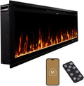 Modern Ember Aerus Slim 60 Inch Smart Linear Electric Fireplace | Recessed in-Wall or Wall-Mount | LED Multiple Flame Colors | Alexa/WiFi Enabled | 4.25” Profile | Remote Included