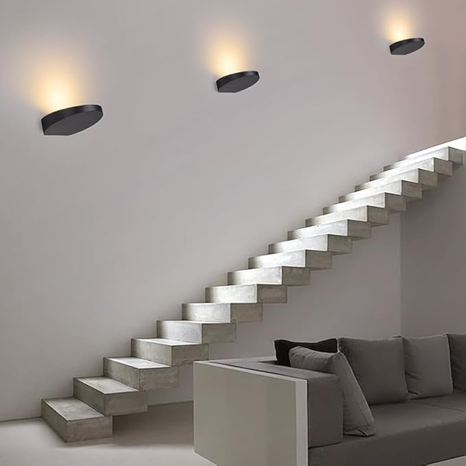 Set of 2 Warm White 3000K LED Stair Lights - 5W Indoor Wall Sconces for Living Room, Bedroom, Bedside - Art Gallery Picture e Lighting