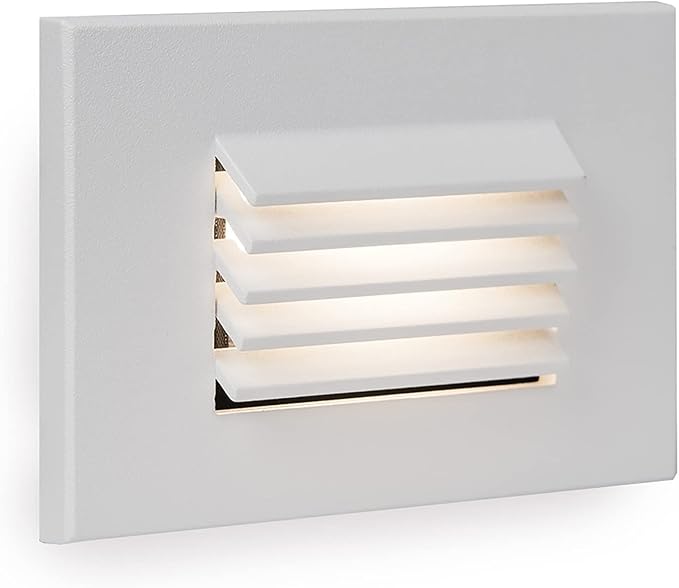 WAC Landscape Lighting, LED 12V Horizontal Louvered Indoor or Outdoor Step and Wall Light Amber 1800K Built-in LED in White