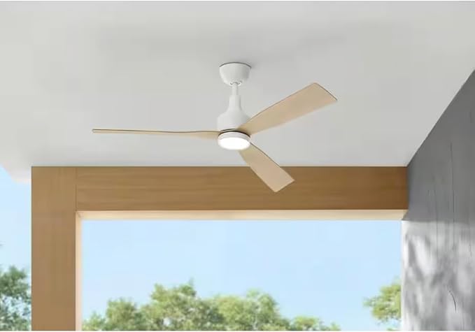 LYTIO Ryland 52 in. Smart Indoor/Outdoor Matte White Ceiling Fan with Adjustable White LED with Remote Powered by Hubspace