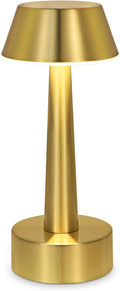 Cordless Rechargeable Table Lamp Small Battery Operated Lamp for Restaurant, 3 Color Stepless Dimmable LED Touch Lamp Gold Portable Night Lights for Bedside Living Room Kitchen Bar Outdoor Patio Décor