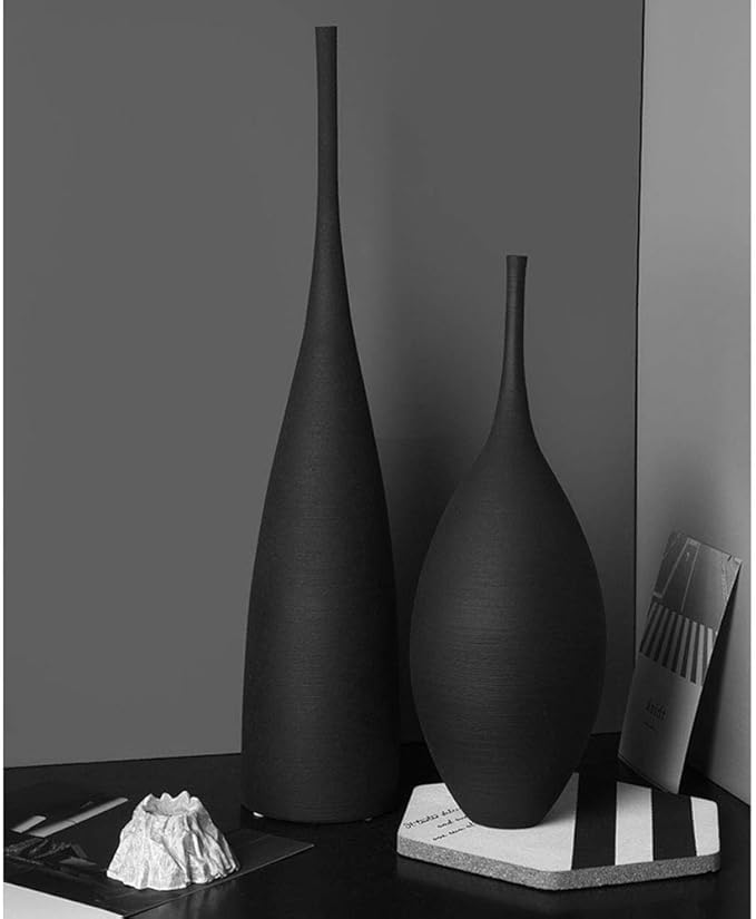 White Black Ceramic Vase Set, Modern Minimalist Ornaments Living Room Home Decor Decoration,E
