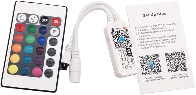WiFi Wireless RGB LED Smart Controller Working with Android iOS System Mobile Phone App for 5050 3528 LED Light Strip, Fits Alexa,Google Home,IFTTT (RGB)
