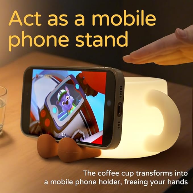Coffee Cup Night Light,7 Colors Dimmable Bedside Lamp, Touch Control Night Lamp with 30 MinTimer for Kids Adults, Used for Camping Party Room Decor Thanksgiving Day Halloween Christmas Birthday Gifts