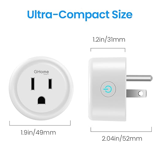 GHome Smart Plug 15A 5G Hz and 2.4GHz Wi-Fi, Compatible with Alexa & Google Home & IFTTT, No Hub Required, UL/ETL/FCC Certified,Remote Control, Timer,White [4 Pack]