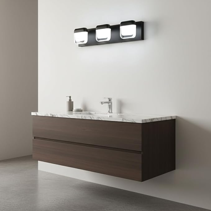MEGAWISE 5894 LED Vanity Light, Dimmable Modern Waterproof Mirror Front Light for Bathroom, Makeup & Vanity Lighting (3 Lamps, 24, Watts)