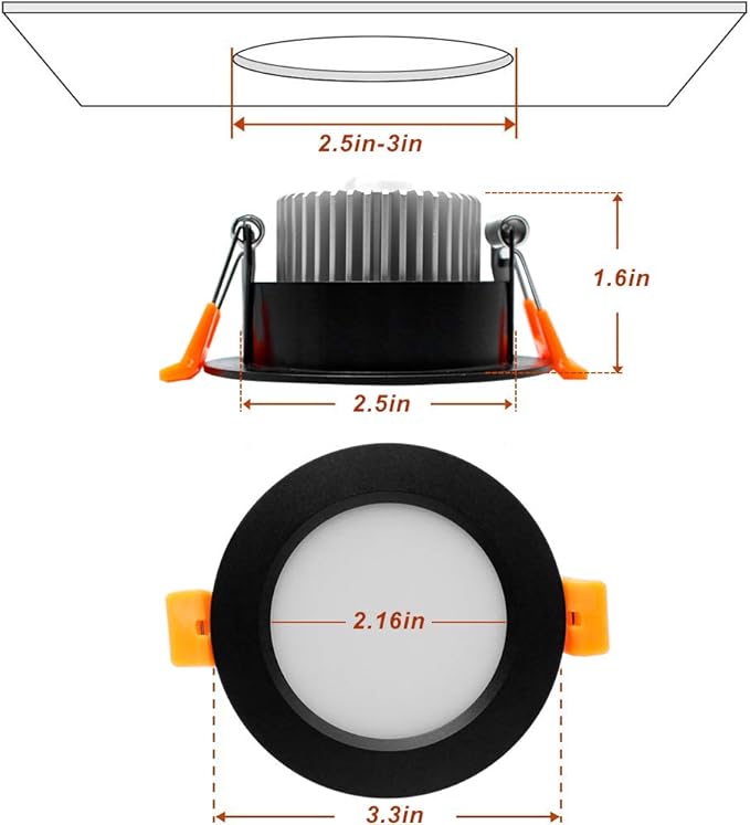 YGS-Tech 3 Inch LED Recessed Lighting, Dimmable Downlight 5W(40W Halogen Equivalent), CRI80, 2700K Ultra Warm White, Ceiling Light with LED Driver(4 Pack)