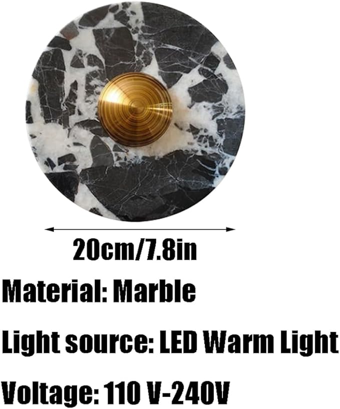 Modern Style Natural Stone Wall Light, LED Warm Light Wall Sconce, Minimalist Round Marble Wall Lamp, Bedside Hallway Entrance Indoor Wall Mounted Lighting Fixtures