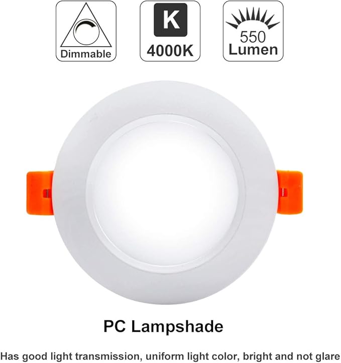 YGS-Tech 3.5 Inch LED Recessed Lighting, Dimmable Downlight 7W(55W Halogen Equivalent), CRI80, 4000K Natural White, Ceiling Light with LED Driver(4 Pack)