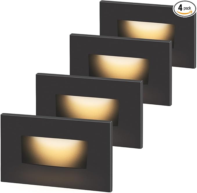 kadision 120V Dimmable LED Step Lights, 3000K/4000K/5000K Selectable, 3.5W 175lm Indoor Outdoor Stair Lights, Aluminum ORB Finish, 4 Pack
