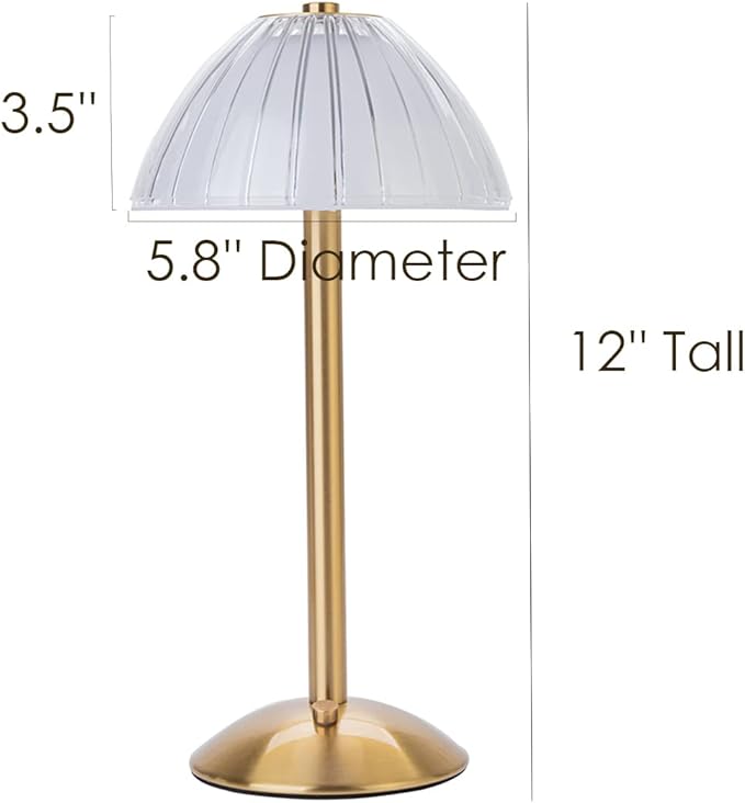 Cordless Table Lamps for Home,Table,Dining Room, Gold Rechargeable Lamps, USB Charge 12'' Tall LED Brass Portable Outdoor Indoor Table Lamp with Built-in Dimmer (Pack2-Gold Lamp)