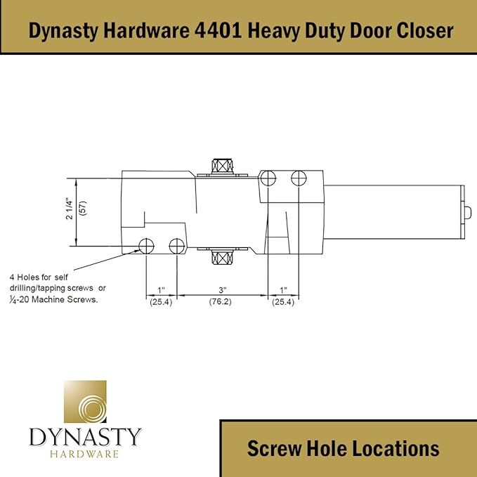 Dynasty Hardware Door Closer, Grade 1 Heavy Duty Commercial Hydraulic Closer, Self-Closing, Adjustable Spring Size 1-6, ADA Compliant, Surface Mount, Sprayed Aluminum, Series 4401