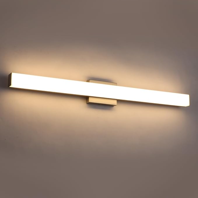 Brushed Nickel LED Vanity Light for Bathroom, 39.4-Inch 28W Anti-Fog Fixture Over Mirror, 3 Color Temp Adjustable