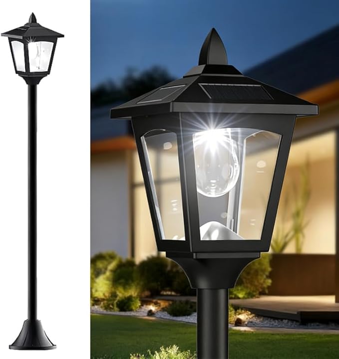Solar Lamp Post Lights Outdoor 1-Pack, 40'' Waterproof Solar Post Lights with Dusk to Dawn Sensor, Vintage Solar LED Pole Lights for Garden Yard Pathway Driveway Patio