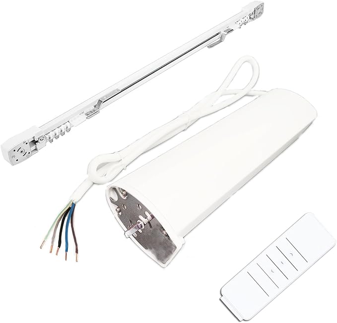 Smart Curtains System, Automatic Curtain Opener with Remote, Control by Alexa Google Home Connector APP WiFi Motorized Curtain Motor Track, Electric Curtain Opener for Bedroom (4m(157.48inch)), White