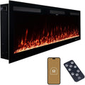 Modern Ember Vibrance 50 Inch Smart Linear Electric Fireplace Insert - Recessed or Wall-Mount, LED Multi-Flame Colors, Alexa/WiFi Enabled - Remote Included - Crystals