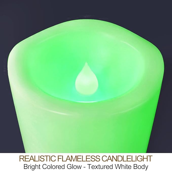 Set of 4 Multicolor LED Pillar Candles Outdoor IP64 Waterproof 3x4 3x5 3x6 3x7 - Color Changing Pillar Candles Battery Powered - Unscented LED Candles Assorted Colors with Timer and Remote