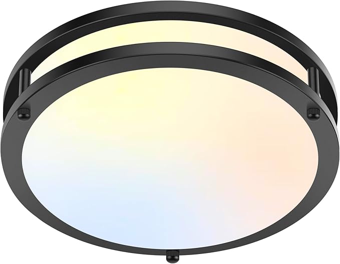 10 Inch LED Flush Mount Ceiling Light Fixture, 30W 4000LM Dimmable 2700K/3000K/4000K/5000K/6500K Color Changing Ceiling Light, Black Modern Ceiling Lamp for Living Room Bedroom Kitchen Hallway, 1-Pack