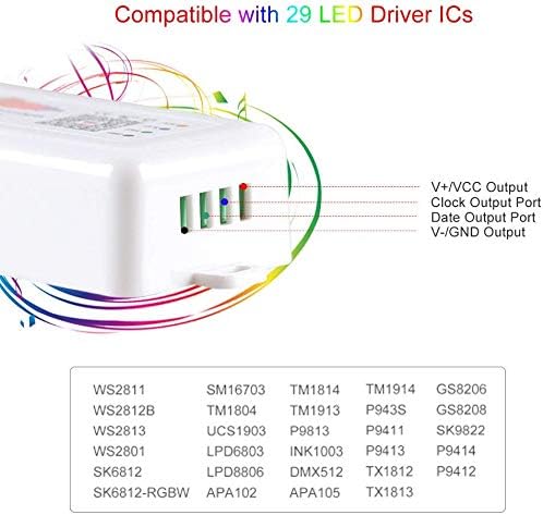 VIPMOON SP107E Music Bluetooth Led Controller for WS2812B WS2811 WS2813 WS2815 SK6812 Addressable Led Lights