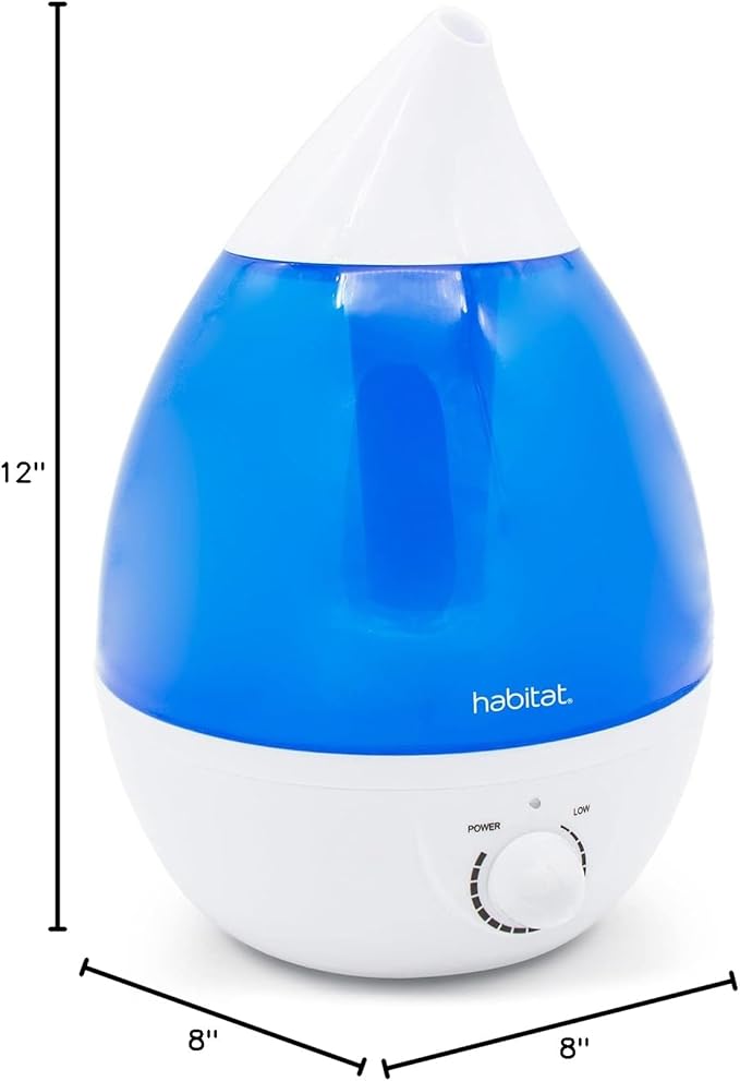 Habitat Cool Mist Ultrasonic Humidifier with Large 2.5L Tank, Whisper Quiet Humidifier with LED Light for Bedroom, 24 Hours of Continuous Mist, Blue (Pack of 1)