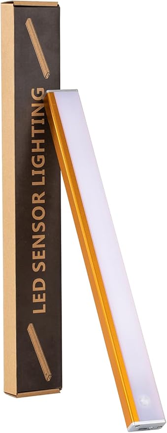 Under Cabinet Lights LED Closet Light Motion Sensor Wireless Rechargeable Battery Operated Magnetic Night Lights Counter Lighting for Kitchen,Hallway,closet,Stairs,Pantry (gold-warm white, 40cm)