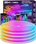 LETIANPAI 20Ft Neon Rope Lights,Flexible Led Rope Lights Control with App/Remote,Multiple Modes Music Sync Gaming RGB Led Neon Lights for Bedroom Outdoor (20FT/6M)