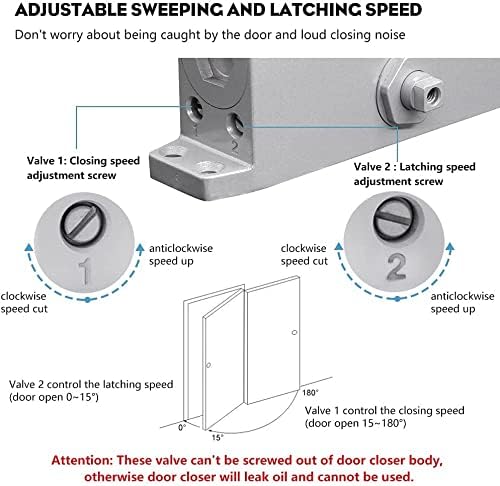 Marie Automatic Door Closer,Size 3 Adjustable Closing Speed Door Closer for 88-143 lbs Residential and Commercial Doors,with Installation Video EN1154 Certification