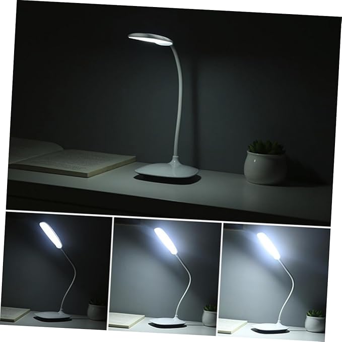 NUOBESTY Adjustable Led Desk Lamp with Touch Control Eye-Caring Folding Study Light for Reading and Working USB Rechargeable White Bedside Lamp with Flexible Neck