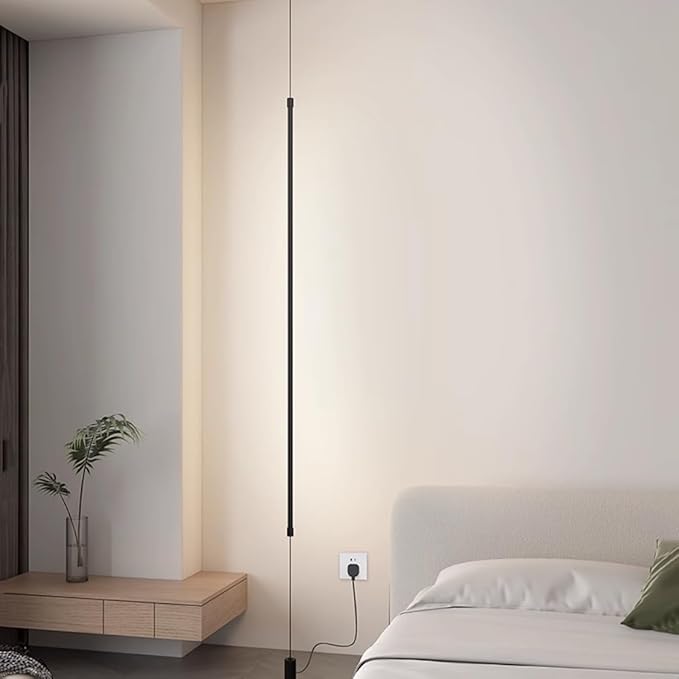 Modern Minimalist Pendant Light Plug in LED Pendant Lights Linear Floor to Ceiling Lamp Long Strip Hanging Lamp for Bedroom Bedside Living Room Corner - 47"