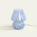 ONEWISH Mushroom Lamp Small Bedside Table Lamp-Nightstand Nightlight Dimmable Stepless, Translucent Glass Desk Lamp for Bedroom Dorm Living Kitchen, Murano Style Aesthetic Cute Home Decor(Blue)