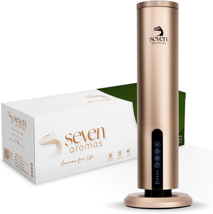Waterless Essential Oil Scent Machine for Home & Large Rooms - Hotel Collection Aroma Diffuser with Cold Air Technology, Smart Bluetooth Control, 1200 Sq Ft Coverage for Home, Office & Spa - Gold