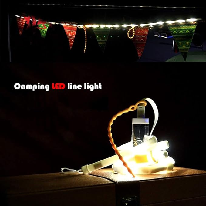 LED Rope Lights, USB Powered Portable Water Proof Camping Rope Lights with 180, Reusable Utility Ties and Storage Bag for Outdoor Hiking Emergency (Yellow)