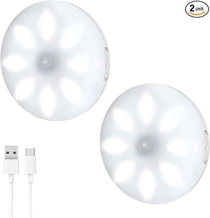Motion Sensor Under Cabinet Lights, Wireless LED Light Bar with Built-in Rechargeable Battery, Magnetic Stick-on Night Light for Kitchen, Closet, Wardrobe