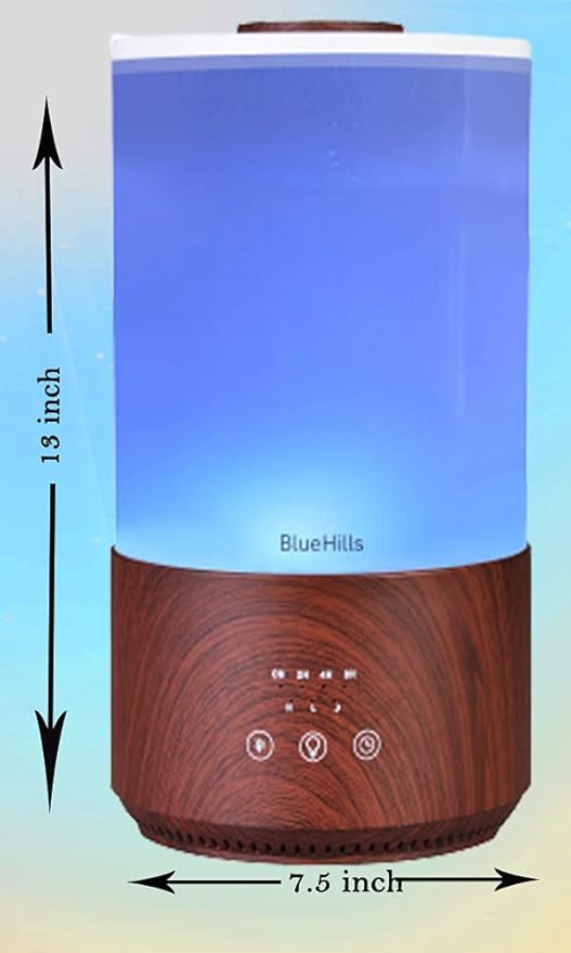 BlueHills Premium Large 2000 ML and 4000 ML XL Essential Oil Diffusers Humidifiers Combo Set of 2 for Large Room Home with Décor LED Lights Great Gift – Dark Wood Grain.