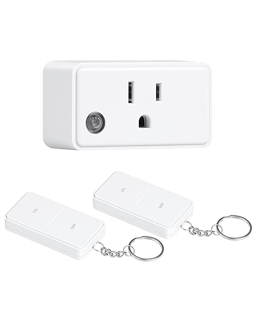 Remote Control Outlet with 2 Remotes, 200 FT Long Range Wireless Light Switch, 15A/1875W High-Power Electrical Outlet Switch for Lamps, Lights, Household Appliances, FCC & ETL Listed