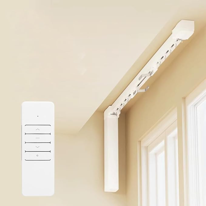 KNX Automatic Curtain Opener, 2.0N Electric Curtains with Remote, 1.3mm Thickened Motorized Curtain Track, Silent Smart Curtains for Ceiling Mount, SX-5810-KNX (3 meters (118.1 inches))