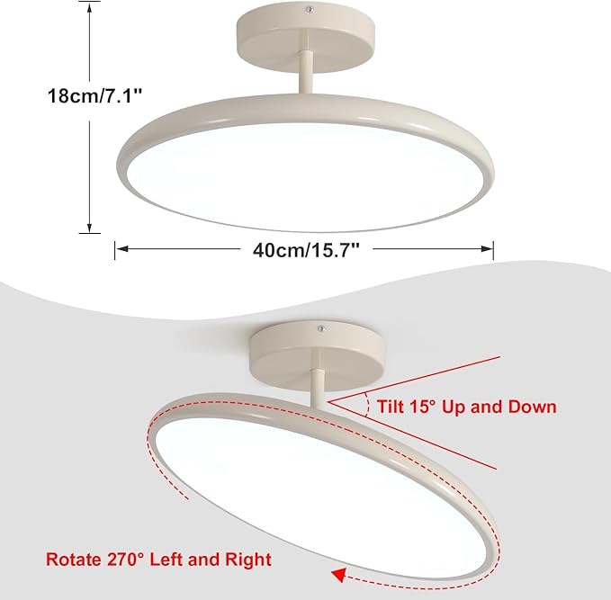 KCO Lighting Cream White Flush Mount Ceiling Light Large LED Kitchen Ceiling Light Modern Hallway Ceiling Lights Mid Century Traditional Ceiling Lighting for Bathroom Stairway