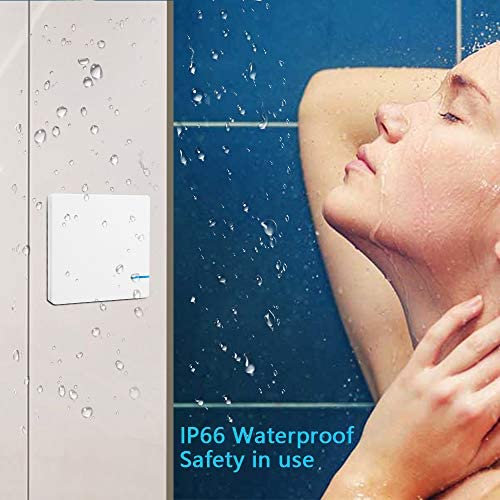 Thinkbee Wireless Light Switch Kit, Remote Wall Switch with Mini Receiver, IP66 Waterproof, Outdoor 1969ft Indoor 130ft for Ceiling Lights Lamps