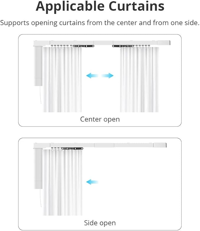 Tuya Zigbee Smart Curtain Motor with Motorized Curtain Track, Built-in Battery Electric Curtains, App & Voice Control Compatible with Alexa/Google Home, RF Remote Control Included (4.1m(161.4inch))