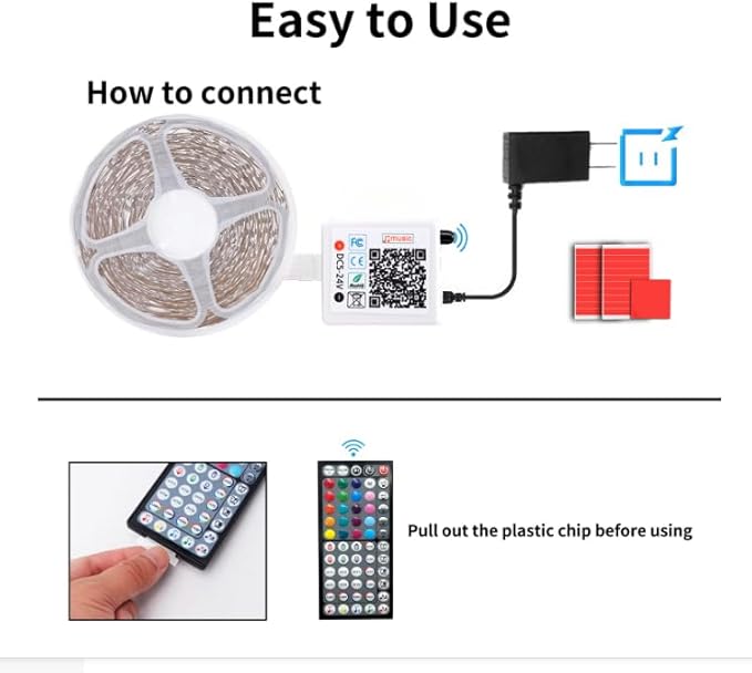 LED Lights for Bedroom 50FT, RGB LED Strip Lights Music Sync, DIY Color Changing LED Light Strip with Remote & App Controll, Led Lights for Room Decor Tape Lights Ambiant Lighting (1 Roll)