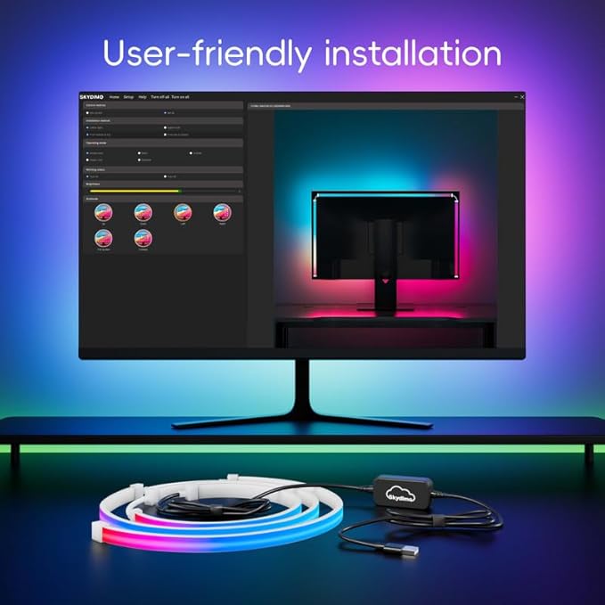 Skydimo 24 Inch ARGB Led Strip Lights, Monitor Backlight, Monitor Led Lights, PC Sync Backlight, Sync with Screen Color or Music, Dynamic Ambient Smart Light with USB, Software Control