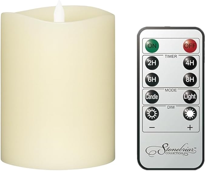 Stonebriar 3 Count Ivory Real Wax 3x4 Flameless LED Pillar Candles with Remote and Timer