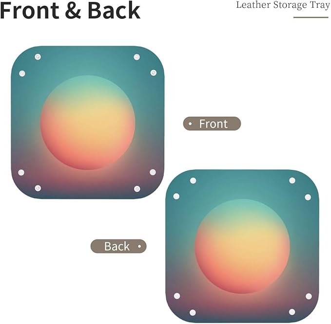 Minimal Teal and Peach Gradient Circle Valet Tray Leather Desktop Storage Organizer Bedside for Jewelry Keys Coin Candy