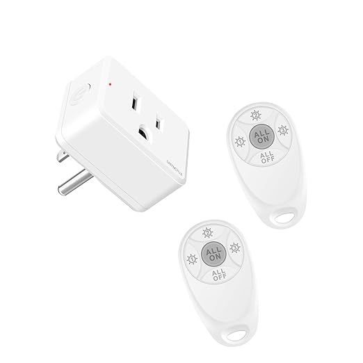 Greencycle Remote Control Outlet,2 Wireless Light Switches and 1 Outlet Plug,Remote Outlets Switch,No Wiring Needed,500ft Range Coverage,15A/1500W for Lamps,Fans,TV,FCC Certified, White