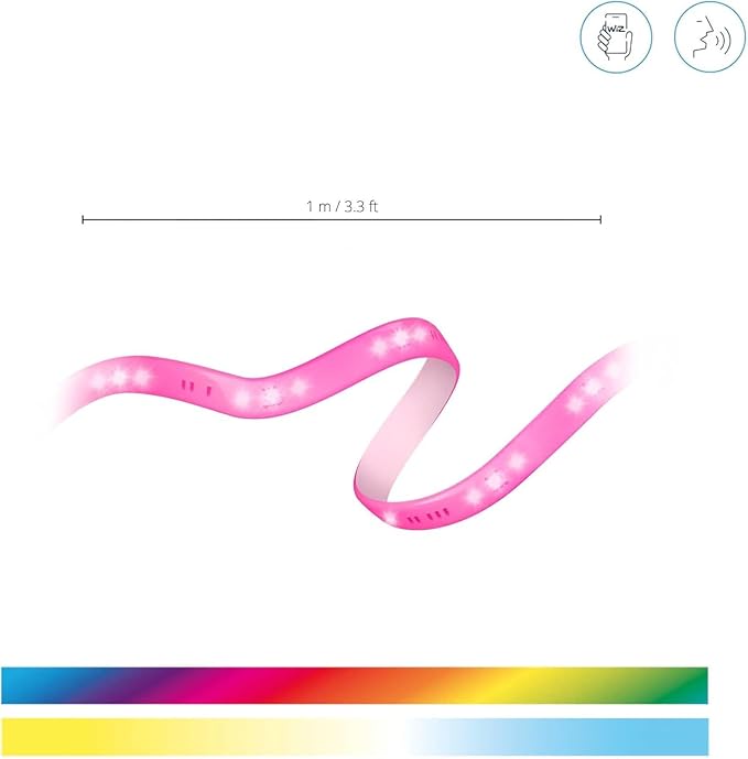 WiZ Connected 3FT RGB Wi-Fi LED Smart Color Changing Light Strip Extension - Connects to Your Existing 2.4Ghz Wi-Fi - Control with Wiz Connected App