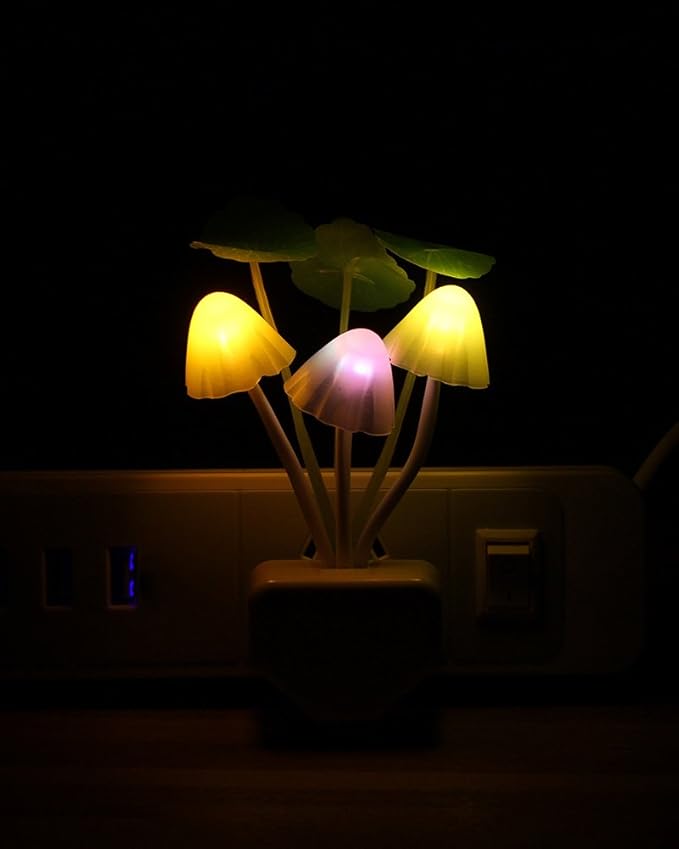 Sensor Led Night Light, Color Changing Plug-in LED Mushroom Dream Bed Lamp