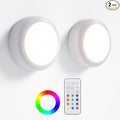 LED Puck Lights with Remote Control, Under Cabinet Lighting Stick on Tap/Push Lights, Battery Operated Closet Lights, Wireless Led Wall Light for Bedroom, Under Counter Light for Kitchen,2 Pack