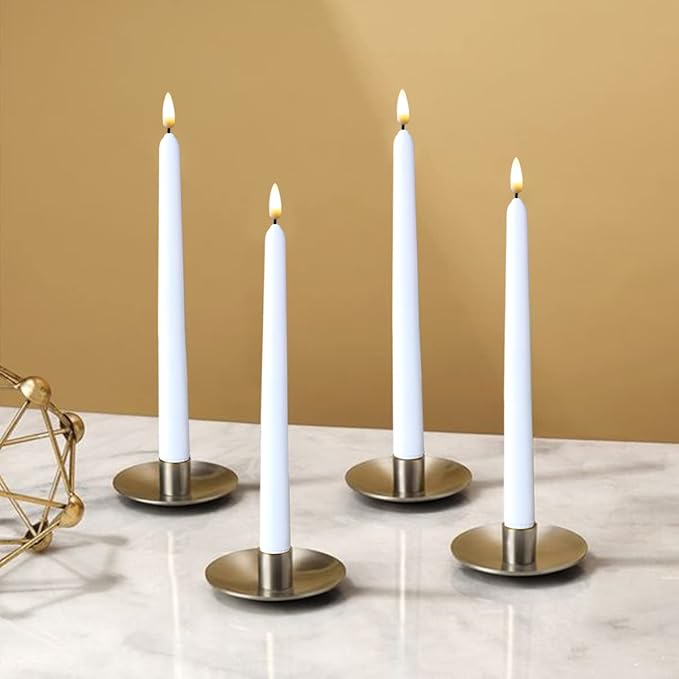 NONNO & ZGF 10 Pack White Flameless 11'' Wax Coverd Taper Candles with 2 Remote/Timer, LED Battery Bright Flickering Candle for Proposal, Wedding, Festive Candlelight Dinner and Home Decor