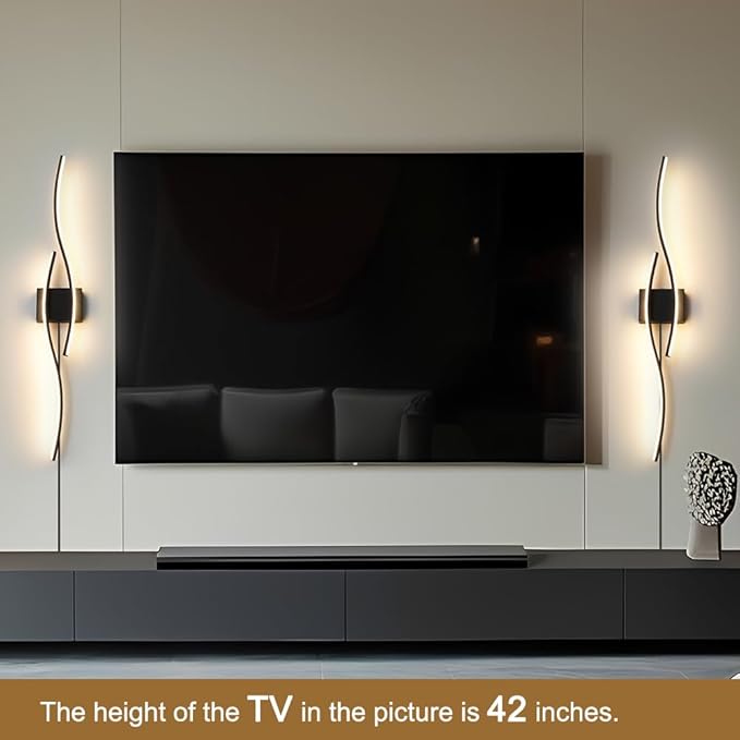 Modern Plug in Wall Sconces Set of Two, RC Dimmable LED Plug in Wall Light, Black Sconce Wall Lighting for Living Room, Hallway, Bedroom